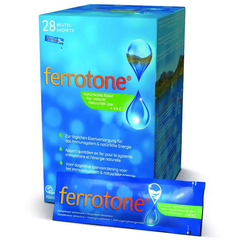 Krabička Ferrotone s vitamínem C, 28 sáčků tekutého železa